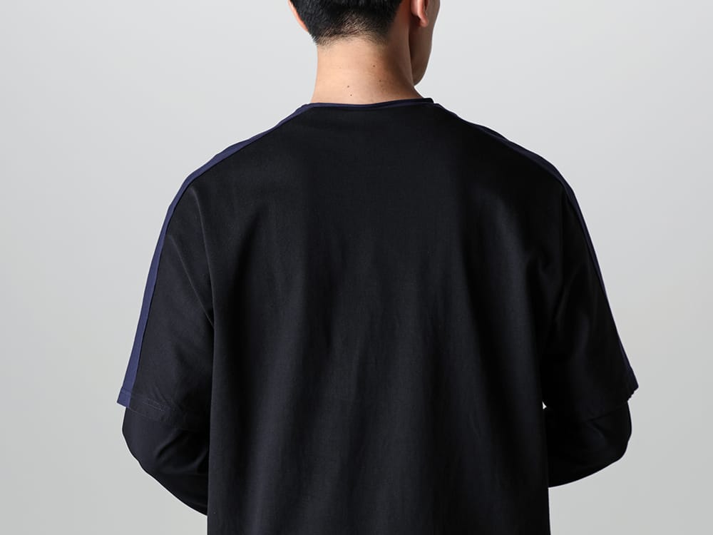 RIPVANWINKLE 2023SS Comfortable Wearing with Two Highly Stretchable Tops in Layered Style  - RW-547-Navy×Black - Dolman T Navy × Black - RW-501-Black - Trail L/S Black 2-005