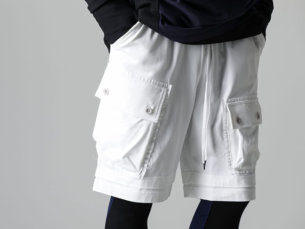 The Viridi-anne 2023SS efreshing Sandal Style with The Viridi-anne Cargo Design Shorts - VI-3607-04-Off-White - Jersey Short Pants Off White 3-004