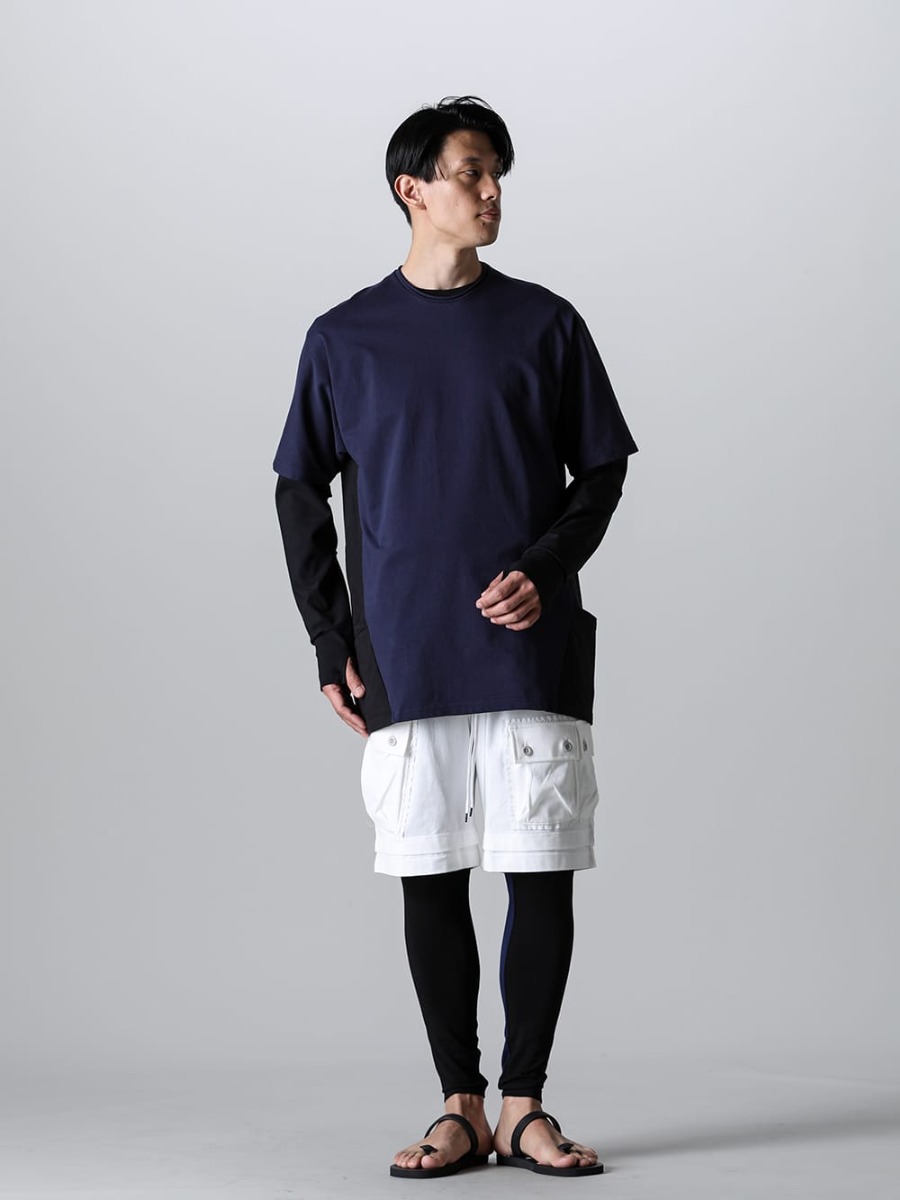 RIPVANWINKLE 2023SS efreshing Sandal Style with The Viridi-anne Cargo Design Shorts - RW-547-Navy×Black - Dolman T Navy × Black - RW-501-Black - Trail L/S Black - VI-3607-04-Off-White - Jersey Short Pants Off White - RW-518-Black × Navy - Bi Color Leggins Black × Navy - sgf.0001SS23 - natural material sandals. 4-001