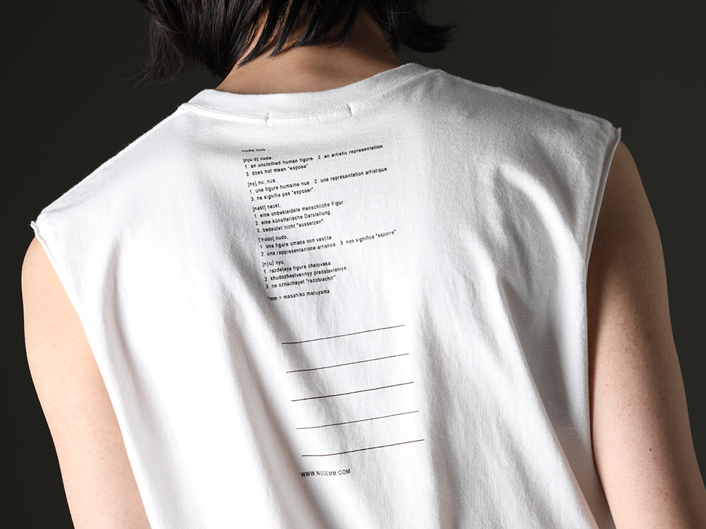 nude:masahiko maruyama - nude:masahiko maruyama's standard font prints and highly collectible graphic cutsew. - NU-1677(Sleeveless Back Print T-Shirt Black) - 3-010