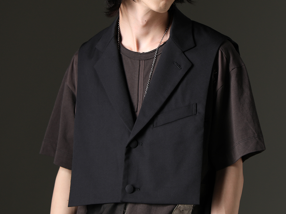 TAKAHIROMIYASHITATheSoloist. / ZIGGY CHEN - A unique part item that can be worn on both sides in this season's style. - sj.0015SS23(notched lapel attachment jacket. ) 0M2310208(Contrast Patchwork T-Shirt) - 2-005