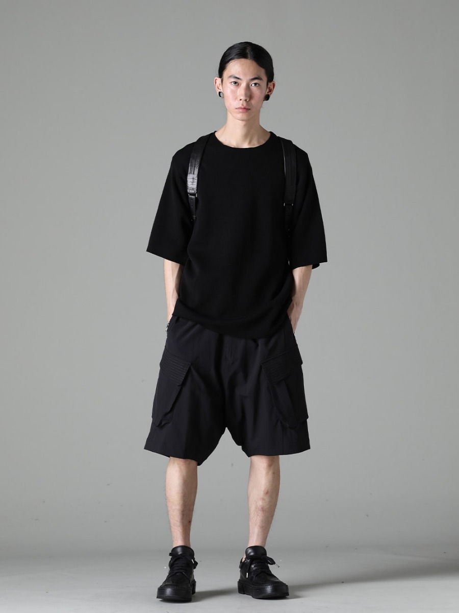 DEVOA GUIDI cornelian taurus WERKSTATT:MÜNCHEN 23SS styling - Mainly items using DEVOA knit T-shirts and fabrics from schoeller Active summer styling：Comfort and high functionality of DEVOA - KTS-CSL1-Black Knit Short Sleeves Cotton / Silk / Linen Black PTI-SDDH Cargo Short Pants Scholer Dynamic GJ02-BLKT Lace-up boots - Horse full grain leather - GJ02 co15sstr050-cow-black Tower Rack Cow Mineral Black M1188 4Ring Combination Faceted M2595 Bracelet Ring Junction M1250 Ring Combination Memories     1-001