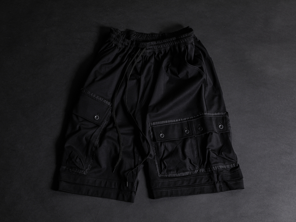 The Viridi-anne - Shorts with military-inspired details and a rough fit - VI-3607-04-Black(Jersey Short Pants Black) - 3-007