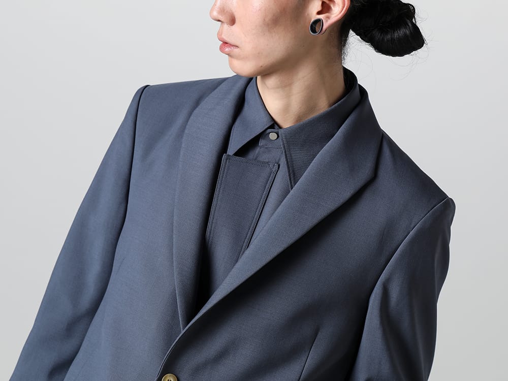 IRENISA - イレニサ 2023SS 見出し2  - IH-23SS-J007-DS - モディファイド ショール カラージャケット（ポリエステルウール） - IH-23SS-B006-DS - オーナメンタル フライ フロント シャツ （ポリエステルウール） 2-003