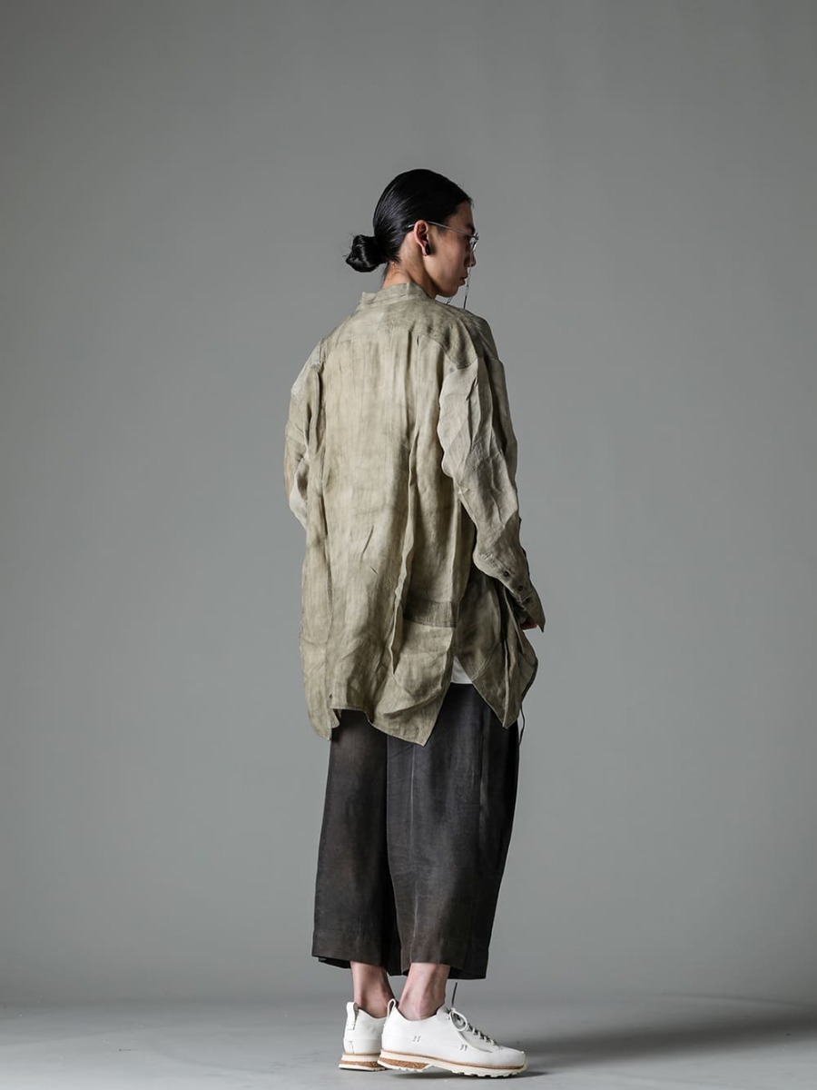  ZIGGY CHEN 23SS(Spring-Summer) Styling ZIGGY CHEN 23SS Style with a Chinese classic street style - 0M2310717-Contrast Panel String Shirt - O15TS1-KINARI-SS TEE Cotton Hemp Jersey-KINARI - RG1911CU-JASPER-RG1911CU Mad Scientist Jasper - 0M2310513-Pleated Wide Leg Trousers - FEIT-Hand-Sewn-Low-FEIT Hand-Sawn Low 1-003