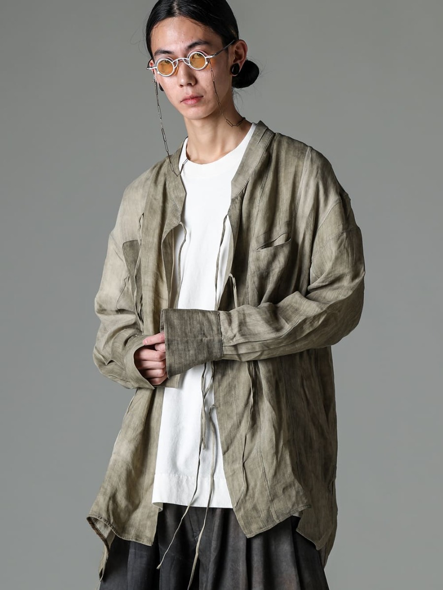  ZIGGY CHEN 23SS(Spring-Summer) This season's string shirt is recommended as a woven!  - Image Detail(Overall Styling Details) 0M2310717-Contrast Panel String Shirt - O15TS1-KINARI-SS TEE Cotton Hemp Jersey Kinari - RG1911CU-JASPER-RG1911CU Mad Scientist Jasper 2-001