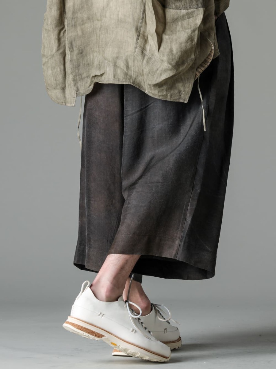 ZIGGY CHEN23SS(Spring-Summer) Wide-leg trousers with a chic, heavy texture like black leather iron that is unique - 0M2310513-Pleated Wide-leg Trousers - FEIT-Hand-Sewn-Low-FEIT Hand-Sewn Low 4-003