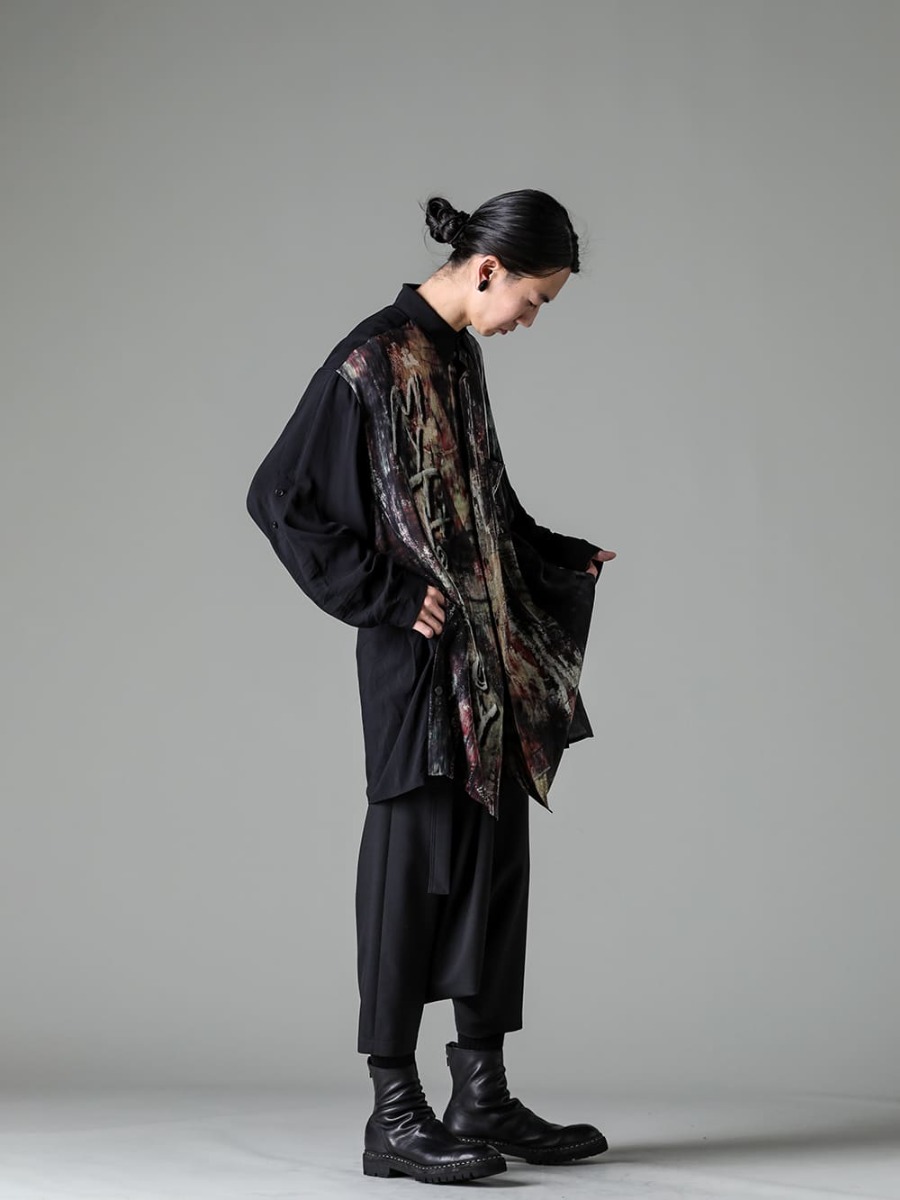 Yohji Yamamoto 23SS Side Slit Print Shirt - FASCINATE BLOG