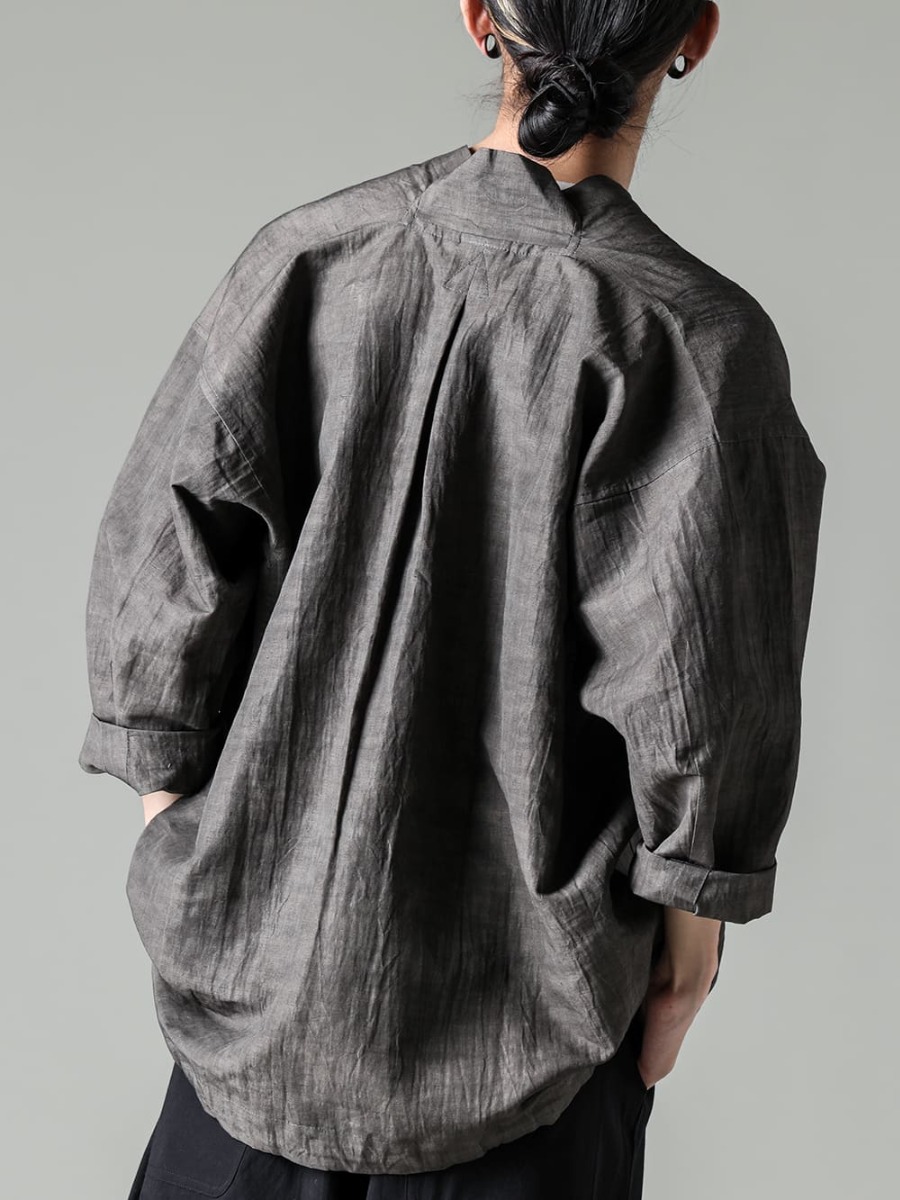 JAN JAN VAN ESSCHE- JAN JAN VAN ESSCHE 23SS(Spring-Summer) Sumi-dyed pullover shirt with full change of expression - SWEAT#58-Sweatshirt #58-Sumi Linen Cotton Cloth 2-006