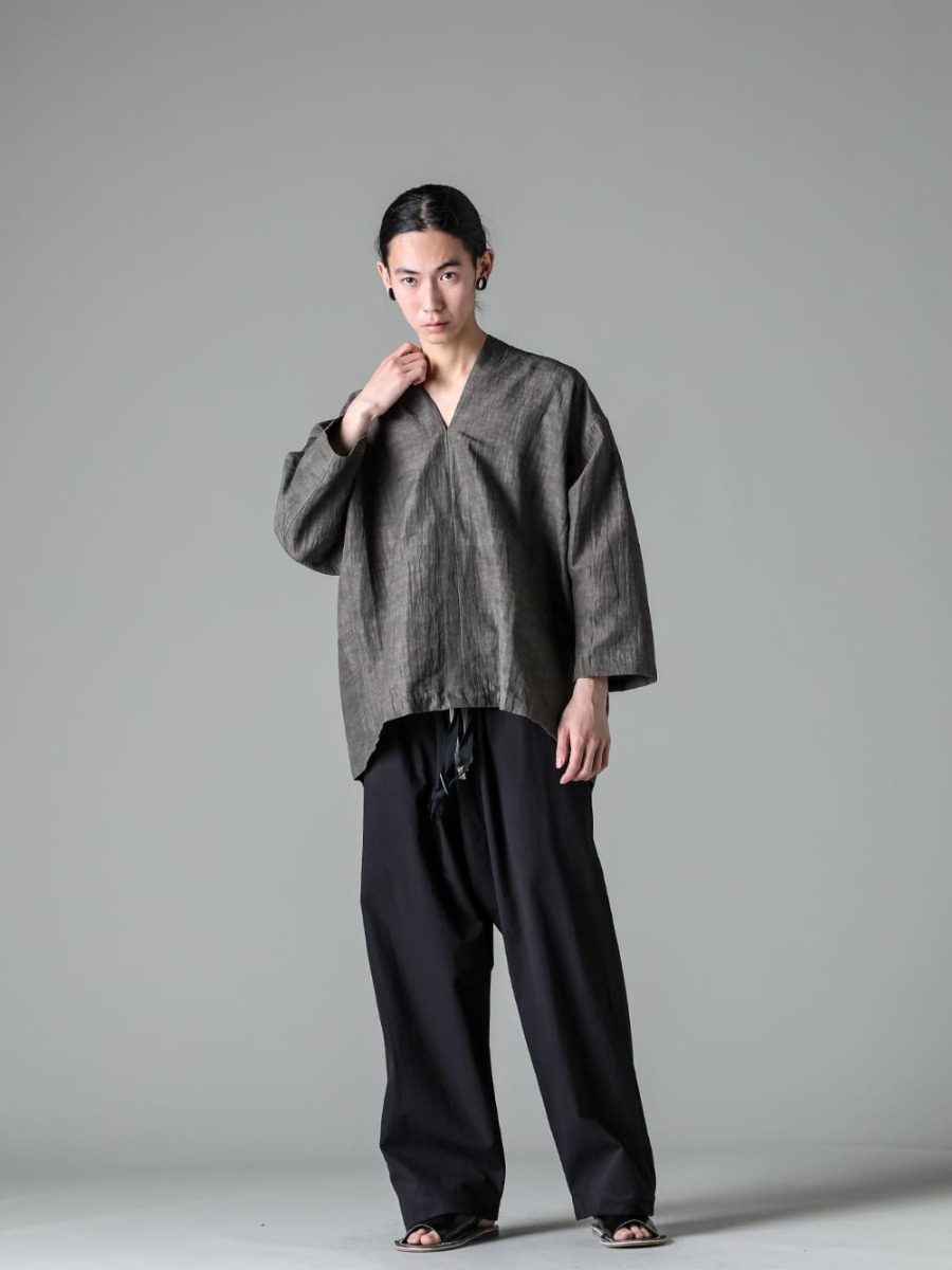 JAN JAN VAN ESSCHE-Jan Jan Van Essche 23SS(Spring-Summer) Leather Ankle Belt Sandals for a summer look with colorful feet - SWEAT#58-Sweat #58-Sumi Linen Cotton Cloth - O15TR4-BLACK-Jogging Trousers Water-Relevant Dens Cross Black - 81127-PO-PETROSOLAUM Leather Sandals Cordvan Butt 3-008