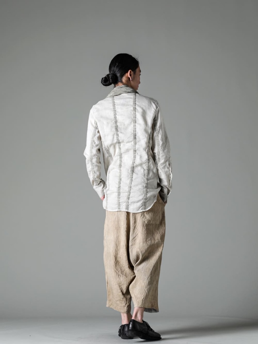 masnada-マスナダ 23SS(春夏) スタイリング ライトトーンを使い涼しげで洒落た印象を - M3059-テープスリムシャツ - Stole-No-10-シルク ストール ベージュ - HP099-TRTL-フィッシャーマン パンツ - 992X-Black-クラシック ダービーシューズ レースアップ シングルソール - ホース フルグレイン - 992X 1-003