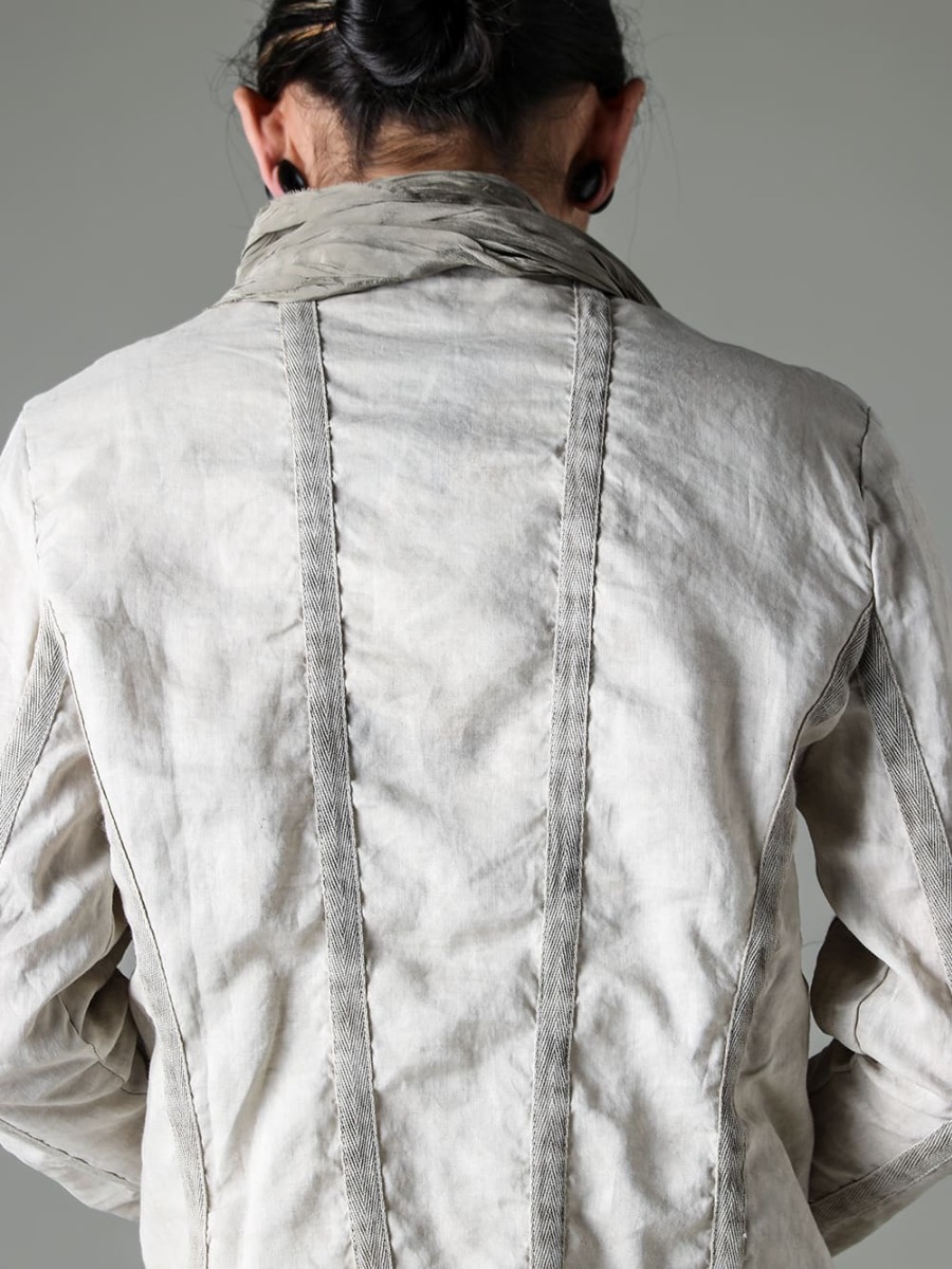 masnada-マスナダ 23SS(春夏) 特徴的なディテール満載のmasnadaラミーシャツ  - M3059-テープスリムシャツ - Stole-No-10-シルク ストール ベージュ 2-005