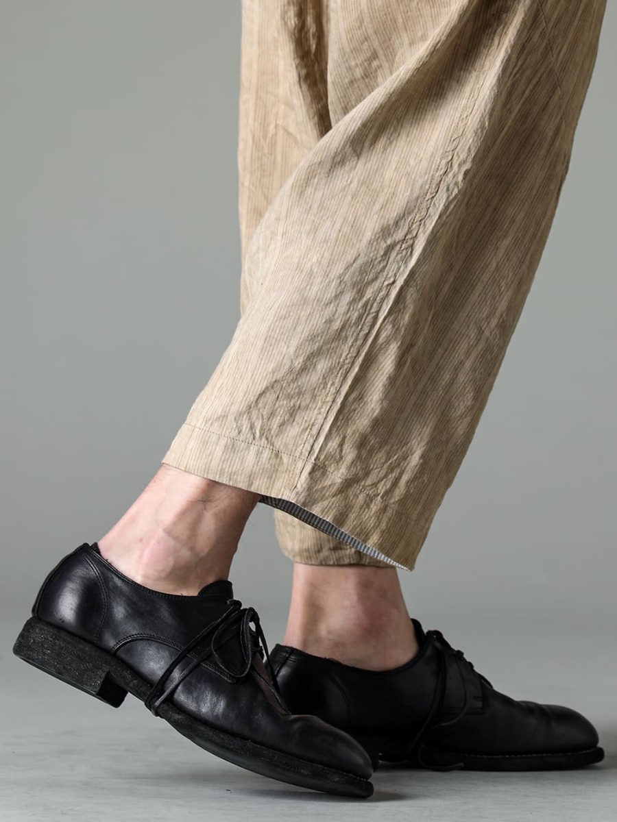 masnada-マスナダ 23SS(春夏) リネンビスコースのシャリ感とドレープ性を上品に構築 - HP099-TRTL-フィッシャーマン パンツ - 992X-Black-クラシック ダービーシューズ レースアップ シングルソール - ホース フルグレイン - 992X 3-005