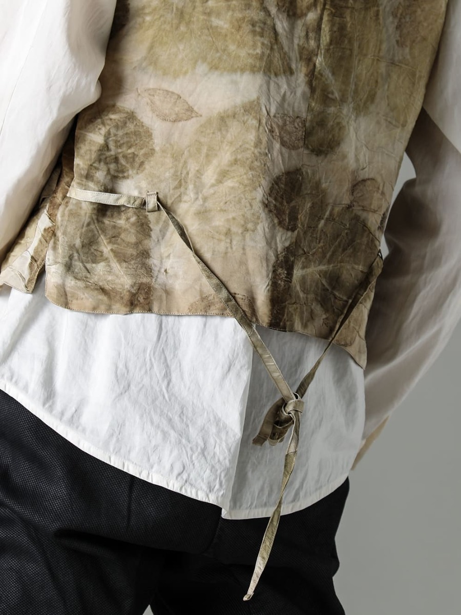 NOUSAN 23SS The natural appeal of NOUSAN shirts, gilets and stoles  - 3-B gilet-Leaf Print-3B Gilet (leaf print) - shirt-Regular collar shirt - Stole-No-1-stole linen gauze beige 2-005