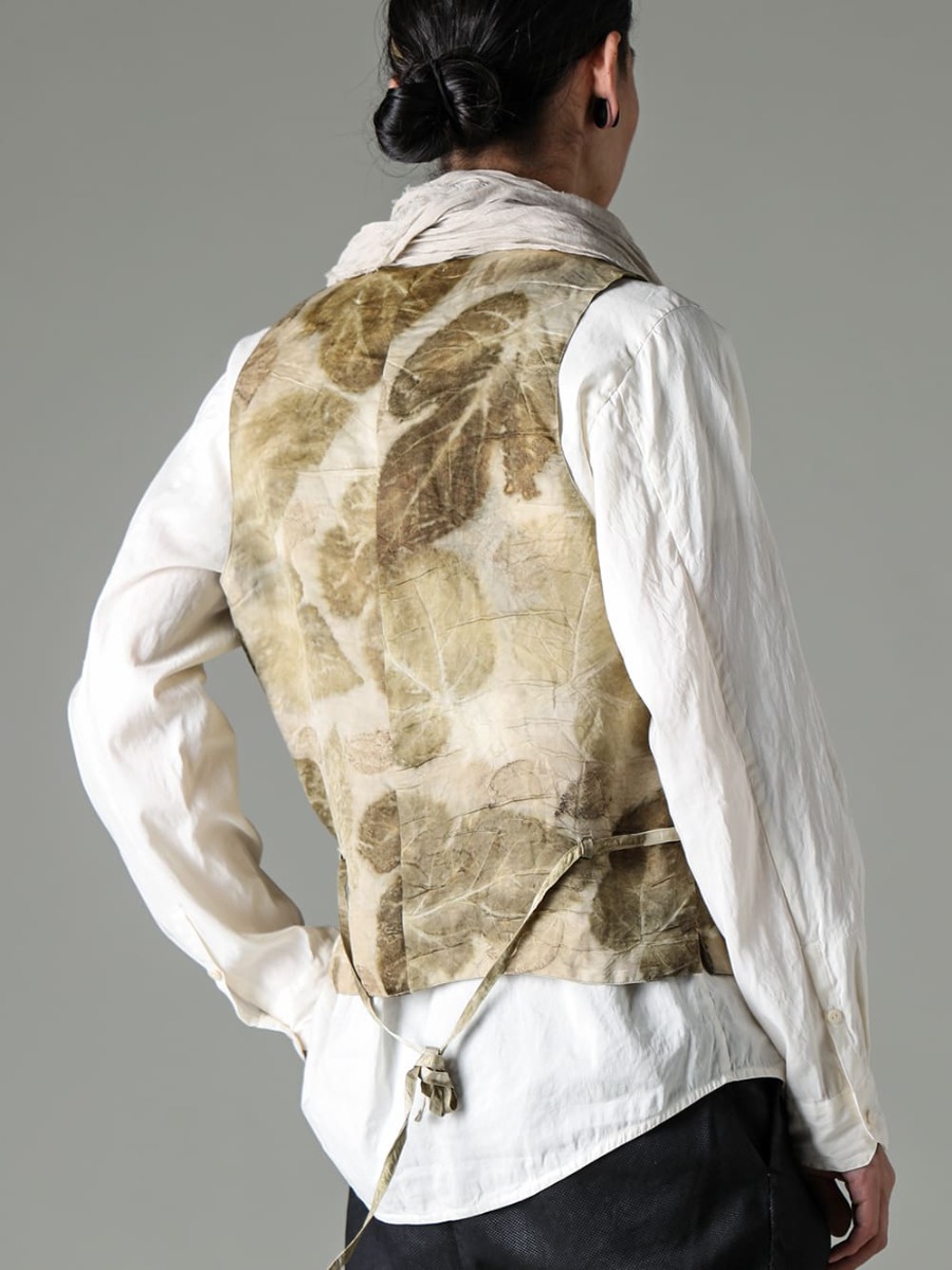NOUSAN 23SS The natural appeal of NOUSAN shirts, gilets and stoles  - 3-B gilet-Leaf Print-3B Gilet (leaf print) - shirt-Regular collar shirt - Stole-No-1-stole linen gauze beige 2-006