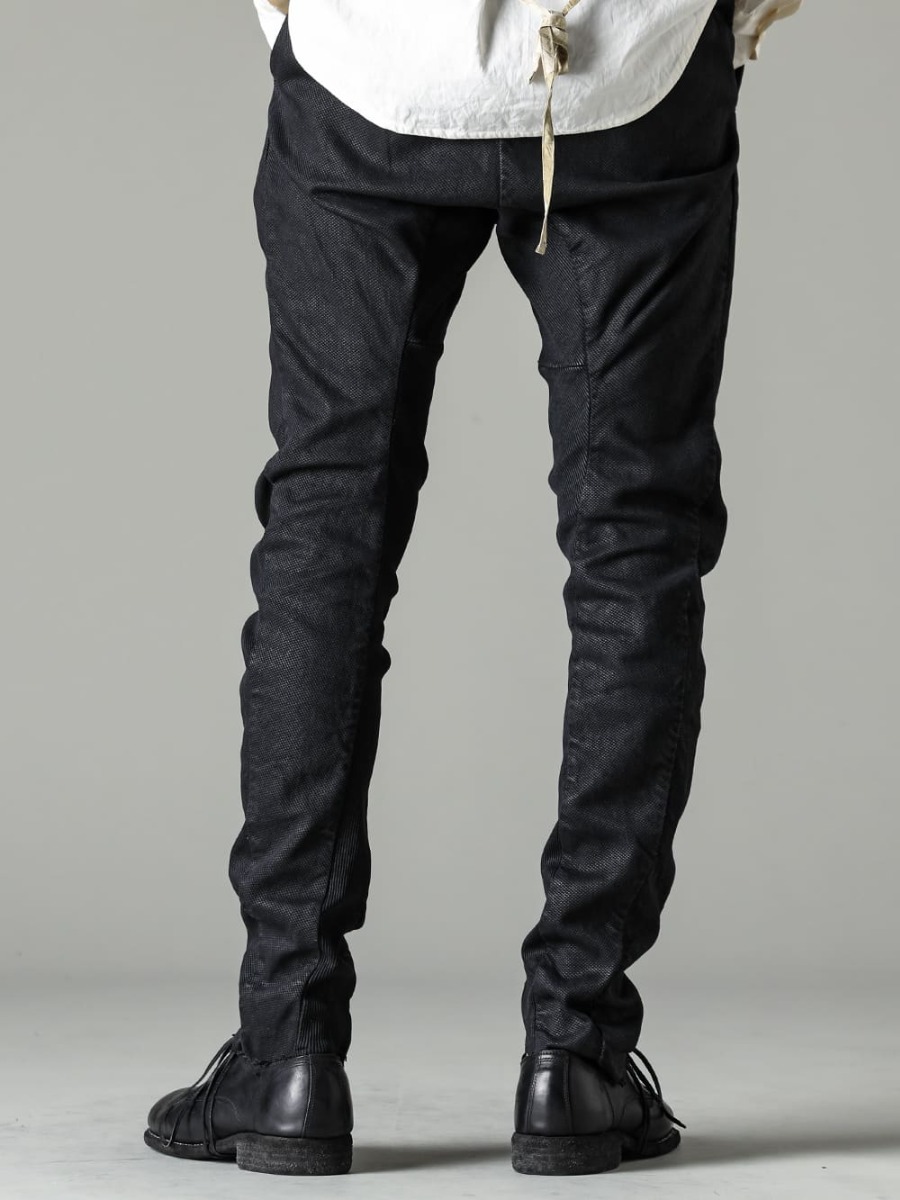 NOUSAN 23SS Unique finish with random coating by hand - M3022-Smeared-Black-Rib Insert Dart Slim Pants Simiard Black - 992X-Black-Classic Derby Shoes Lace Up Single Sole - Horse Full Grain - 992X 3-003