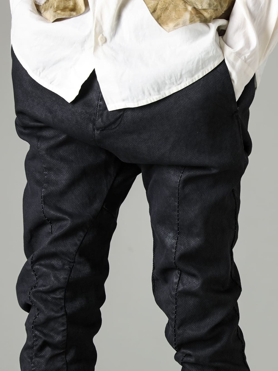 NOUSAN 23SS Unique finish with random coating by hand - M3022-Smeared-Black-Rib Insert Dart Slim Pants Simiard Black - 992X-Black-Classic Derby Shoes Lace Up Single Sole - Horse Full Grain - 992X 3-004