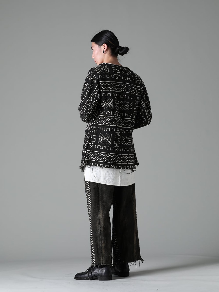 OLUBIYI THOMAS 2023SS African Style Charm - Brand's basic style with restocked drawstring trousers - 2305.9 Pleated Bib Shirt - 3202.7-1 Kimono Back Cardigan #1 - 2507.94-2 Wide Legged Drawstring Trousers #2 - 792Z Classic Derby Shoes Double Sole - Horse Full Grain Leather - 792Z 1-004