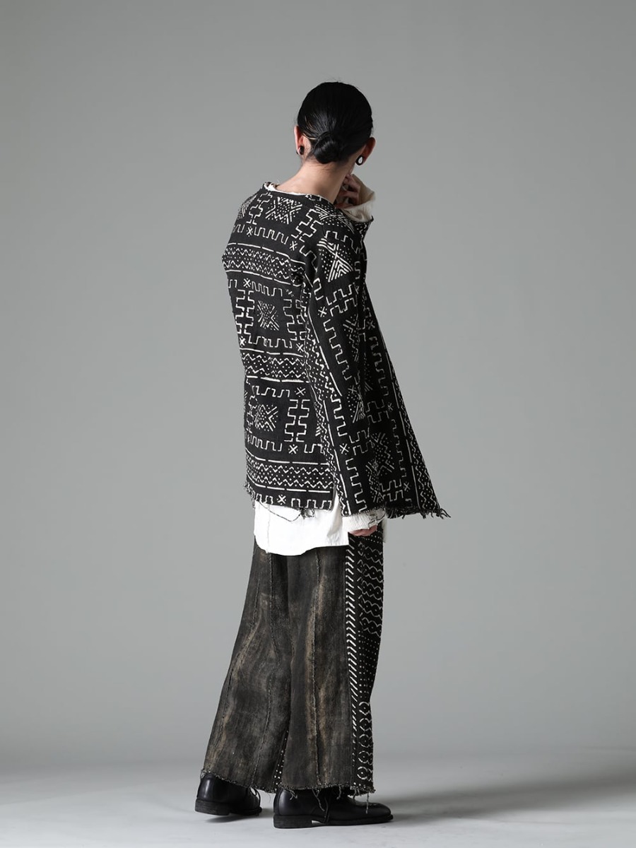 OLUBIYI THOMAS 2023SS African Style Charm - Brand's basic style with restocked drawstring trousers - 2305.9 Pleated Bib Shirt - 3202.7-1 Kimono Back Cardigan #1 - 2507.94-2 Wide Legged Drawstring Trousers #2 - 792Z Classic Derby Shoes Double Sole - Horse Full Grain Leather - 792Z 1-005