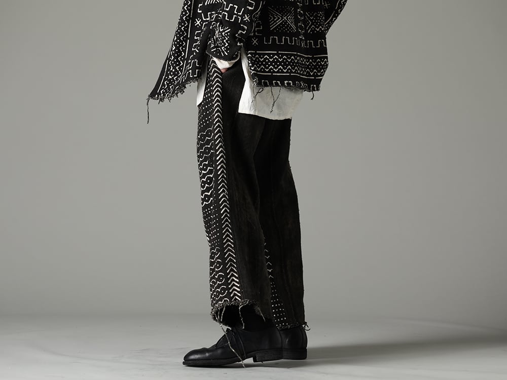 OLUBIYI THOMAS 2023SS Pirate pants made with traditional textiles from Republic of Mali  - 2507.94-2 Wide Legged Drawstring Trousers #2 - 792Z Classic Derby Shoes Double Sole - Horse Full Grain Leather - 792Z 2-002