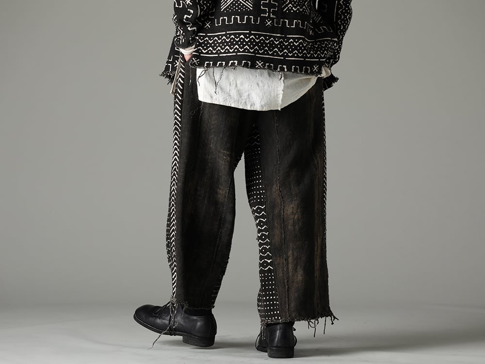 OLUBIYI THOMAS 2023SS Pirate pants made with traditional textiles from Republic of Mali  - 2507.94-2 Wide Legged Drawstring Trousers #2 - 792Z Classic Derby Shoes Double Sole - Horse Full Grain Leather - 792Z 2-003