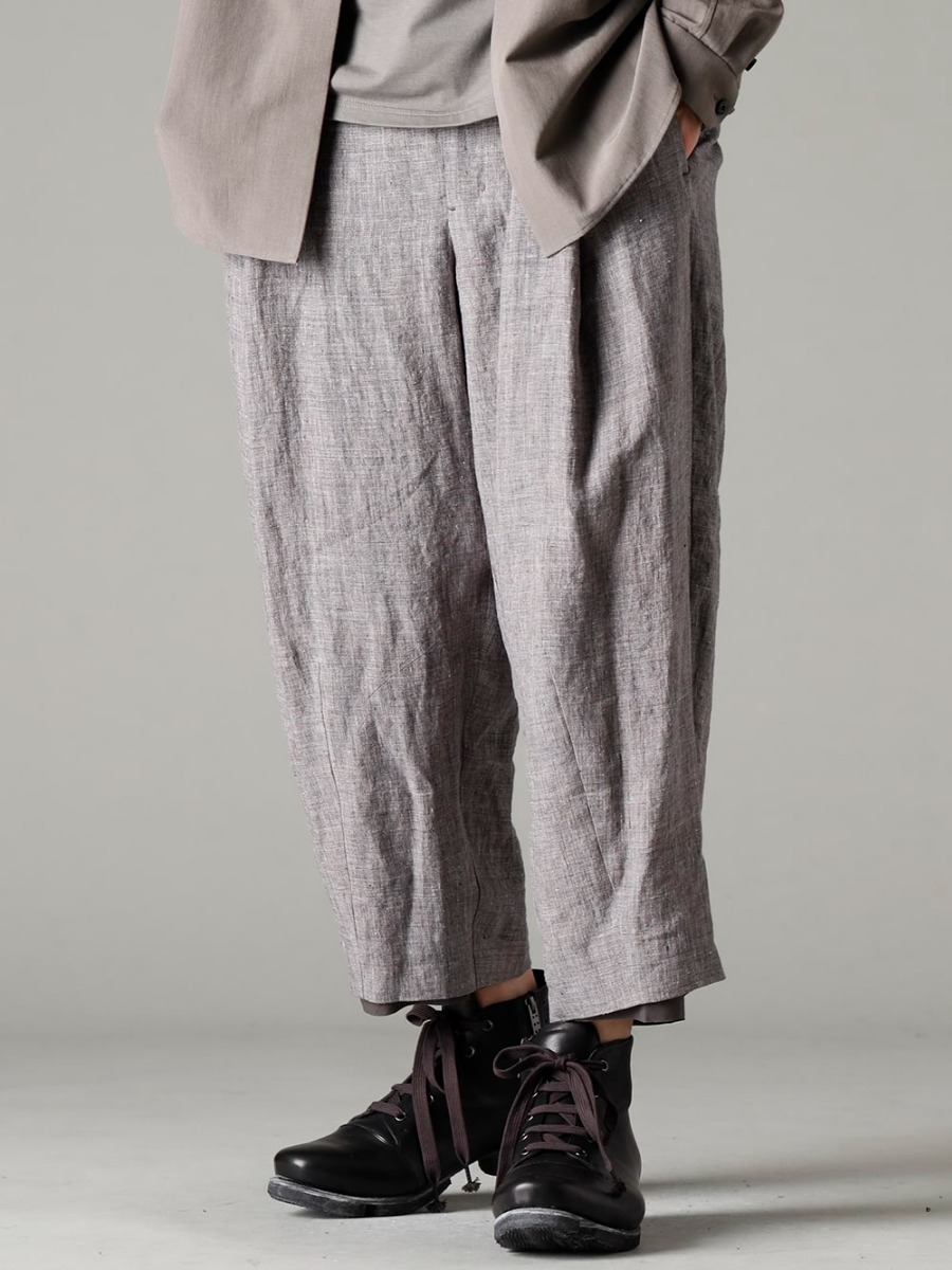 DEVOA 23SS Light texture and delicate yet unique coloring. - PTI-STCB-Vintage-Blue Baggy Cropped Pants Ramie Vintage Blue 1-005