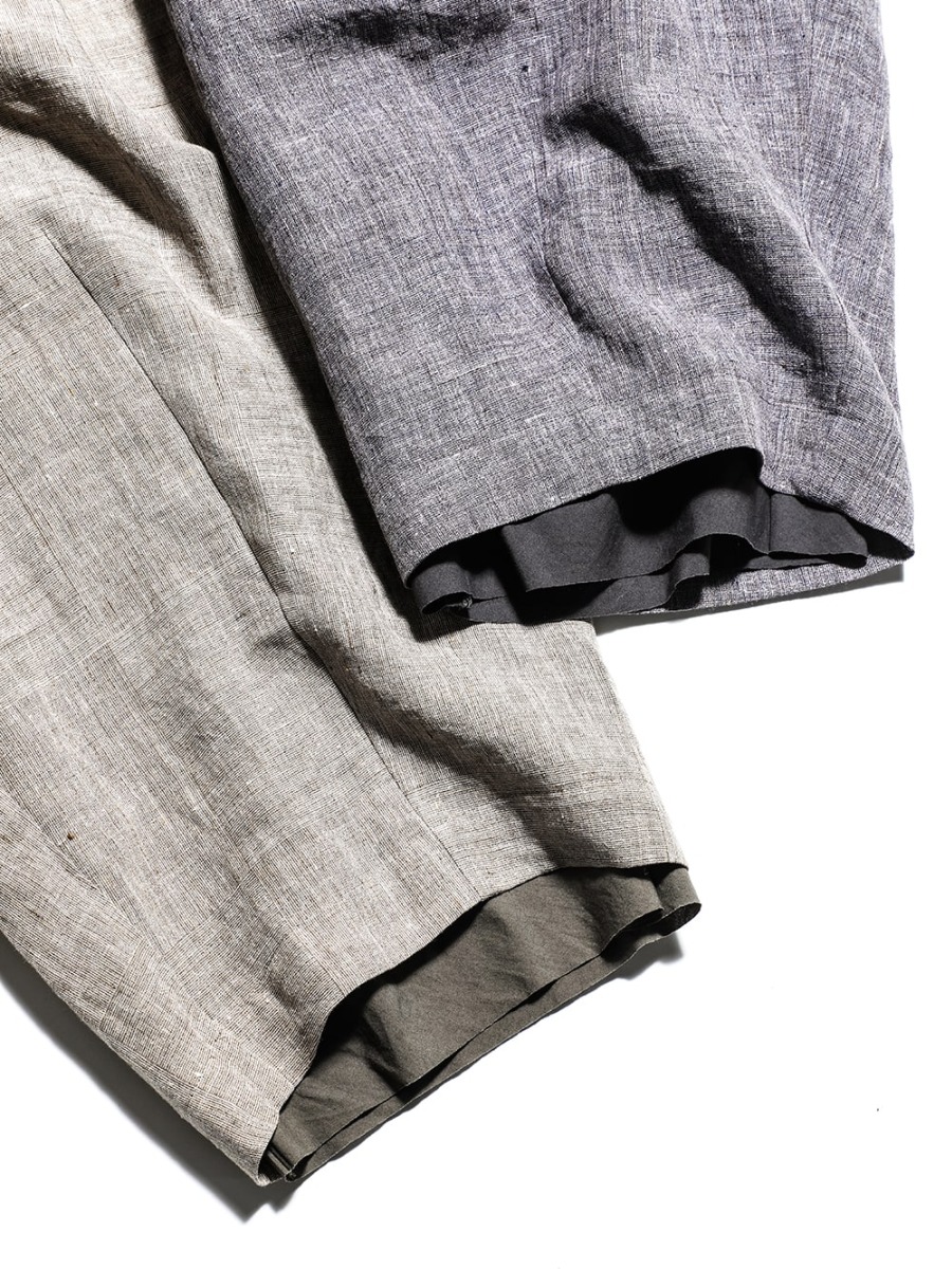 DEVOA 23SS Simple design with accents. - PTI-STCB-Vintage-Blue Baggy Cropped Pants Ramie Vintage Blue PTI-STCB-Dune Baggy Cropped Pants Ramie Dune 1-002