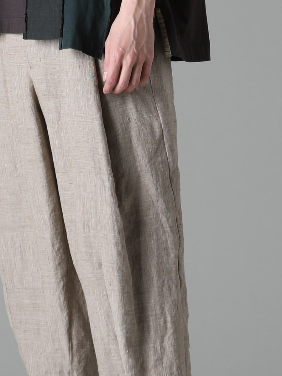 DEVOA 23SS Simple design with accents. - PTI-STCB-Dune Baggy Cropped Pants Ramie Dune 1-004