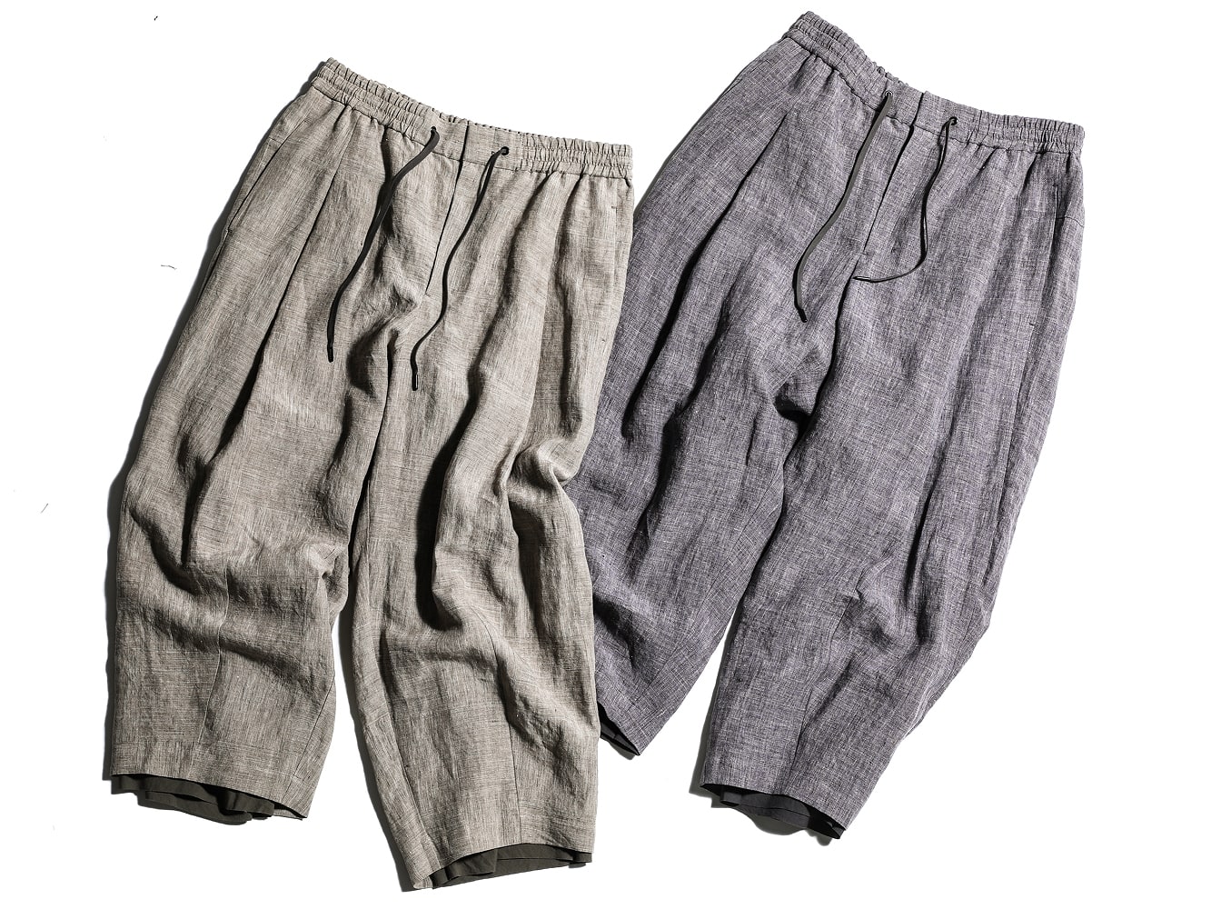 DEVOA 23SS PTI-STCB-Vintage-Blue Baggy Cropped Pants Ramie Vintage Blue PTI-STCB-Dune Baggy Cropped Pants Ramie Dune 4-001