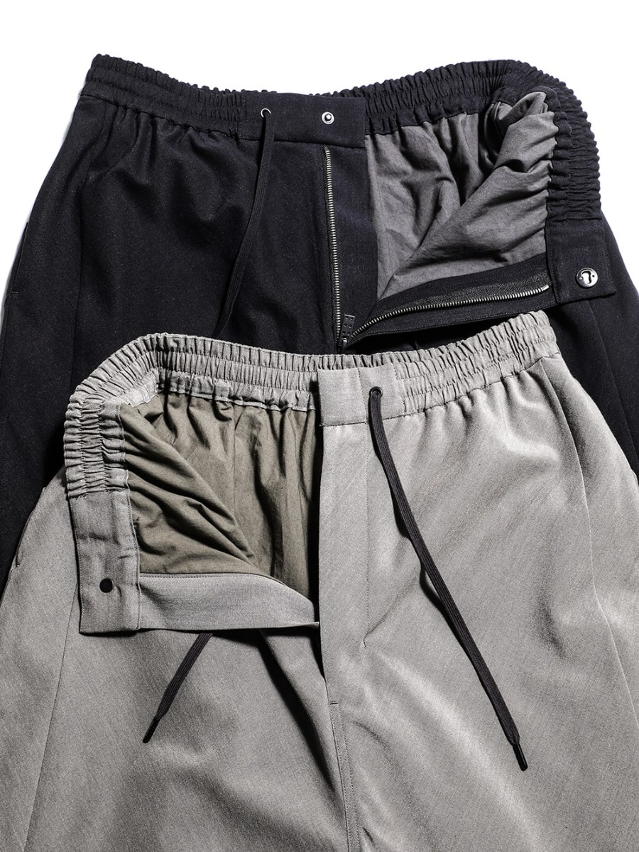 DEVOA 23SS Luxury fabrics that can be easily cared for at home  - PTN-IRKL-Mud-Gray Drop Crotch Cropped Pants Cotton/Silk/Viscose Mud Gray PTN-IRKL-Black Drop Crotch Cropped Pants Cotton/Silk/Viscose Black 2-003
