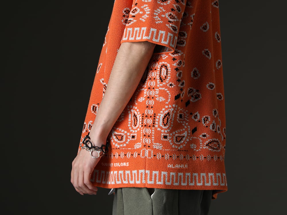 アラヌイ / タカヒロミヤシタザソロイスト. 2023SS - 夏のスタイリングに最適な一着。 - LMHS23-019(バンダナ ピケットシャツ タイガーリリー) sa.0036SS23-Black(ボーンシェイプドカラビナブレスレット-S- ブラック) sa.0036SS23-Silver(ボーンシェイプド カラビナ ブレスレット/S/シルバー) - 2-007