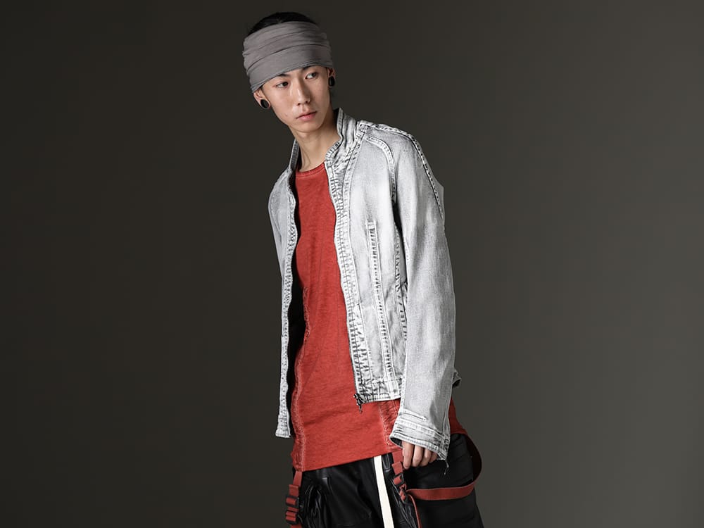 Julius / D.Hygen 2023SS - Seamed jacket with an original finish in bleached black denim 