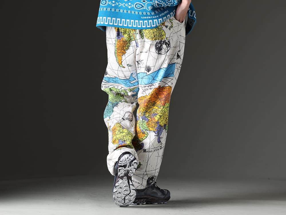 セントマイケル / イレブン バイ ボリス ビジャン サベリ 2023SS Dr. Wooとのコラボレーションによるパジャマパンツ - SM-S23-0000-083(セントマイケル × ドクター・ウー WORLD MAP パジャマパンツ) BAMBA5-11XS-Black-Dye(バンバ5 - 11XS - ブラックダイ) - 3-003