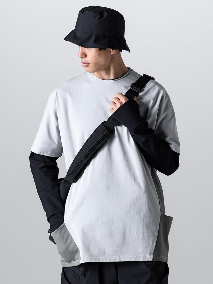 RIPVANWINKLE - リップヴァンウィンクル 2023SS イカラーのドルマンカットソーにポケットがついた新型カットソー  - 希少価値の高い超長綿であるスビンコットンを使用したバイカラーS/S。 RW-547-L.Gray×Shark - ドルマンT ライトグレー × シャーク - RW-501-Black - トレイル L/S ブラック - FC3-WS - Field Cover Hat - RW-549 - ボディ バッグ 2-001