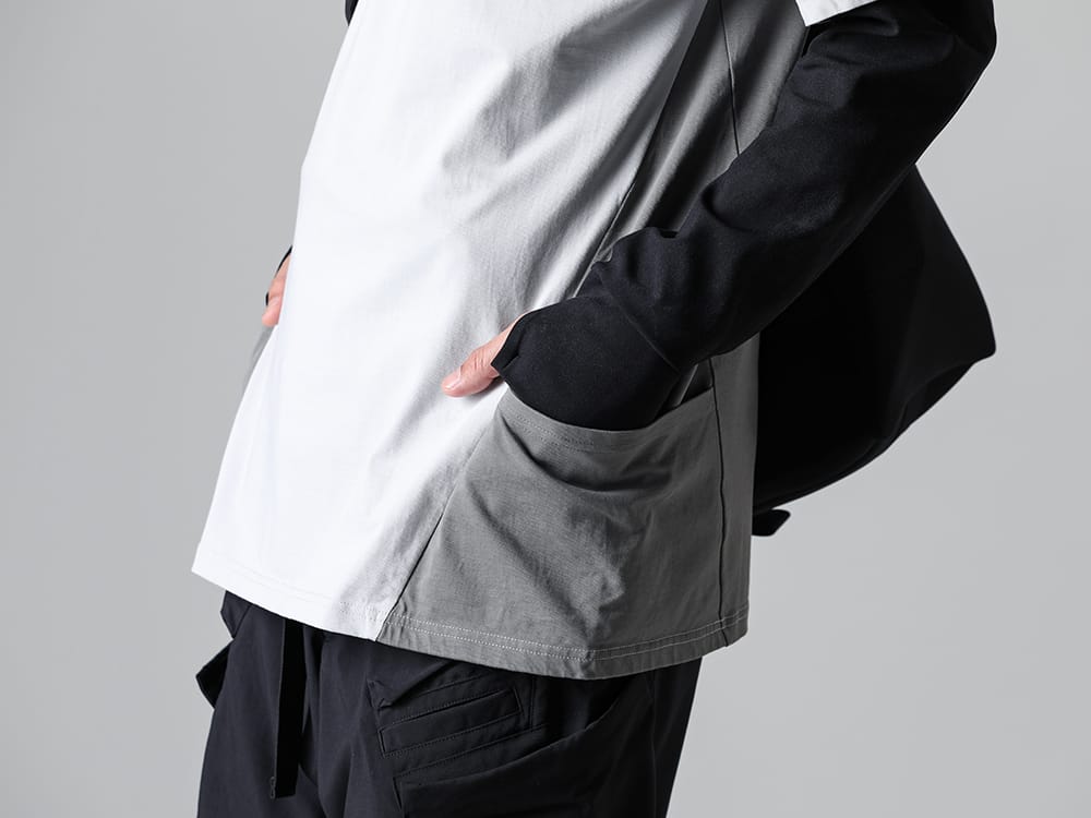 RIPVANWINKLE - リップヴァンウィンクル 2023SS イカラーのドルマンカットソーにポケットがついた新型カットソー  - RW-547-L.Gray×Shark - ドルマンT ライトグレー × シャーク - RW-501-Black - トレイル L/S ブラック - RW-549 - ボディ バッグ 2-004