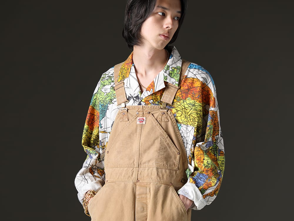 セントマイケル / タカヒロミヤシタザソロイスト / ジェロクリスト 2023SS - デザイン性の高いグラフィックシャツとワークらしさを落とし込んだオーバーオール - SM-S23-0000-082(セントマイケル × ドクター・ウー WORLD MAP パジャマシャツ) SM-S23-0000-062(ダブルニー オーバーオール) GP12(GP12 - メジタレイニアン ペンダント) sa.0038SS23-Gold(ボールチェーンネックレス-S-レギュラー ゴールド) sa.0037SS23-Gold(ボーンシェイプドカラビナブレスレット-L- ゴールド) sa.0036SS23-Gold(ボーンシェイプドカラビナブレスレット-S- ゴールド) - 2-001