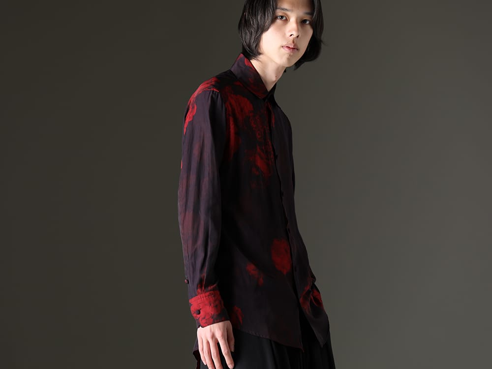 kiryuyrik 2023SS - The kiryuyrik shirt features a bold floral print. - KP-HB16-901-black-red(Shirt Black & Red) - 2-002