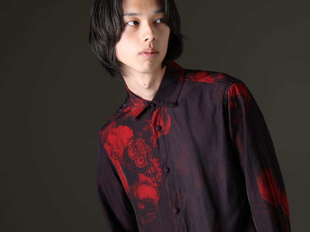 kiryuyrik 2023SS - The kiryuyrik shirt features a bold floral print. - KP-HB16-901-black-red(Shirt Black & Red) - 2-004