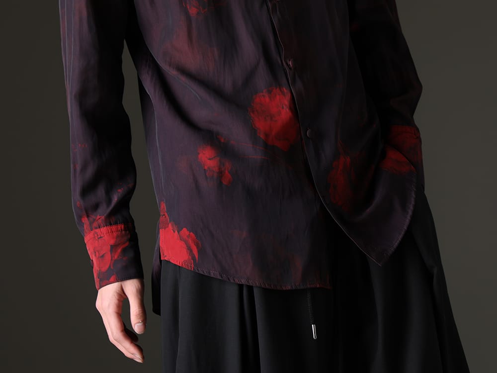 kiryuyrik 2023SS - The kiryuyrik shirt features a bold floral print. - KP-HB16-901-black-red(Shirt Black & Red) - 2-005