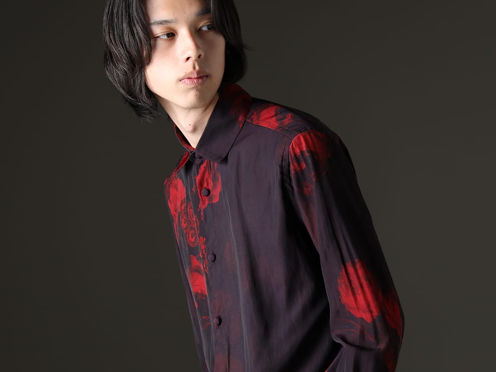 kiryuyrik 2023SS - The kiryuyrik shirt features a bold floral print. - KP-HB16-901-black-red(Shirt Black & Red) - 2-006