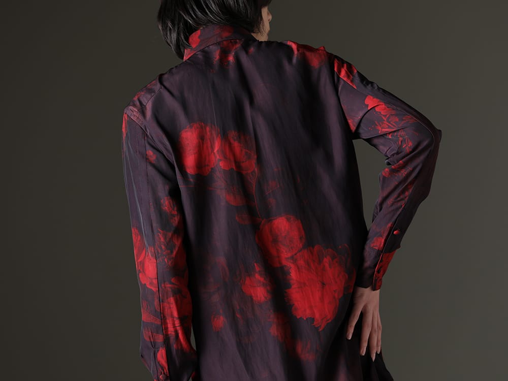 kiryuyrik 2023SS - The kiryuyrik shirt features a bold floral print. - KP-HB16-901-black-red(Shirt Black & Red) - 2-009