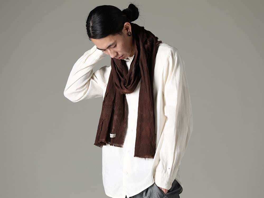 NOUSAN 2023SS A classic shirt with natural texture created using slub yarn  - Stole-No-8 Stole Cross stitch linen Black - shirt Reguler Collar Shirt 2-001