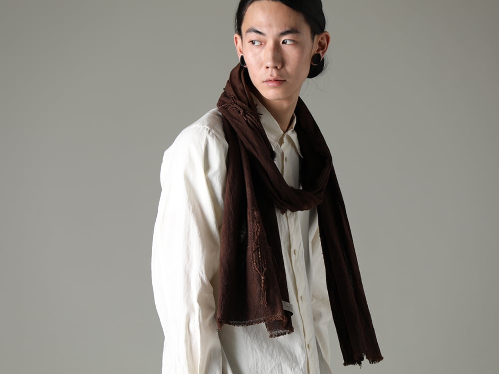 NOUSAN 2023SS A classic shirt with natural texture created using slub yarn  - Stole-No-8 Stole Cross stitch linen Black - shirt Reguler Collar Shirt 2-002