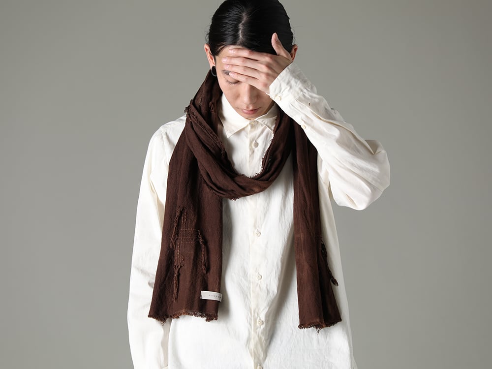 NOUSAN 2023SS A classic shirt with natural texture created using slub yarn  - Stole-No-8 Stole Cross stitch linen Black - shirt Reguler Collar Shirt 2-003