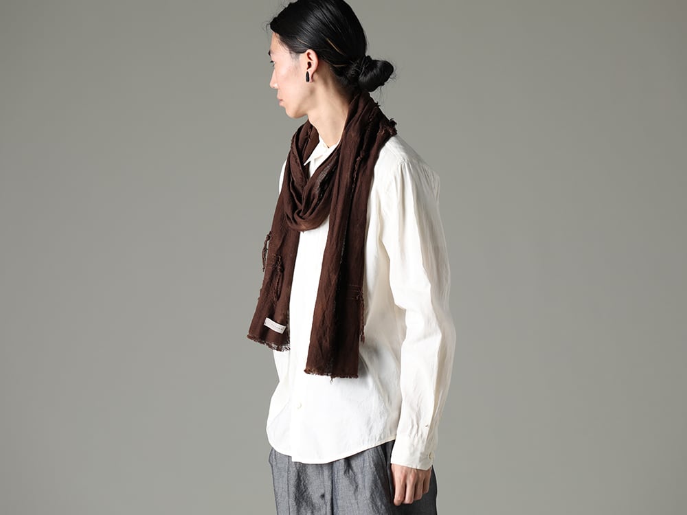 NOUSAN 2023SS A classic shirt with natural texture created using slub yarn  - Stole-No-8 Stole Cross stitch linen Black - shirt Reguler Collar Shirt 2-004