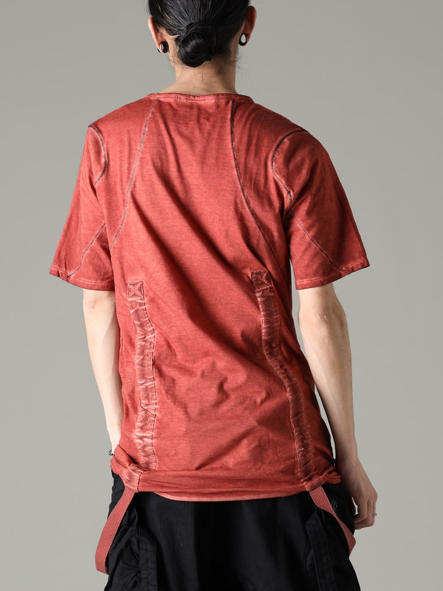 D.HYGEN 23SS Unique texture and seasonal updates  - ST101-0823S-Brick 30/- Soft Cotton Jersey Cold Dye Belt Adjustable T-Shirt Brick 2-005