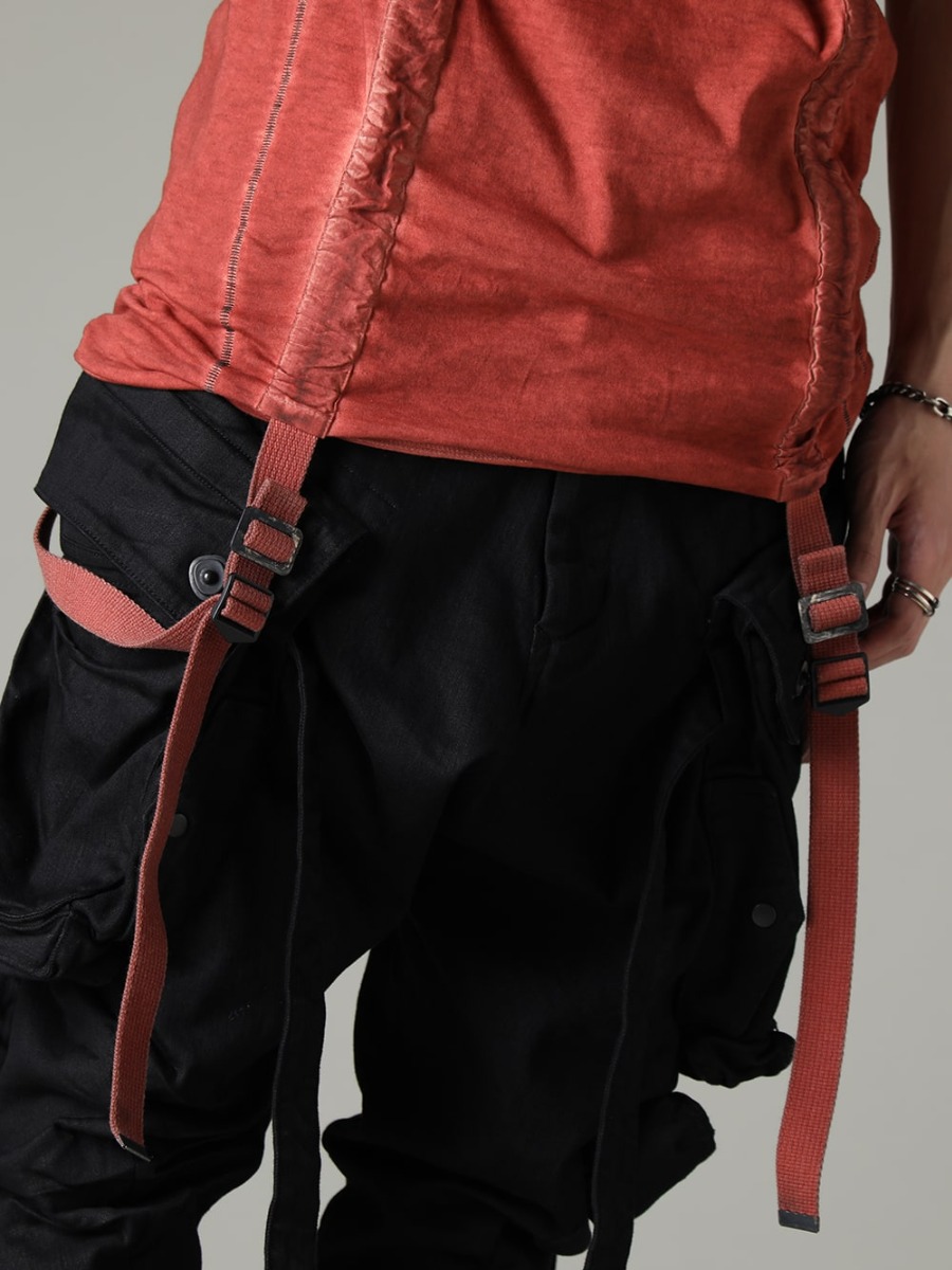 D.HYGEN 23SS Unique texture and seasonal updates  - ST101-0823S-Brick 30/- Soft Cotton Jersey Cold Dye Belt Adjustable T-Shirt Brick 2-008