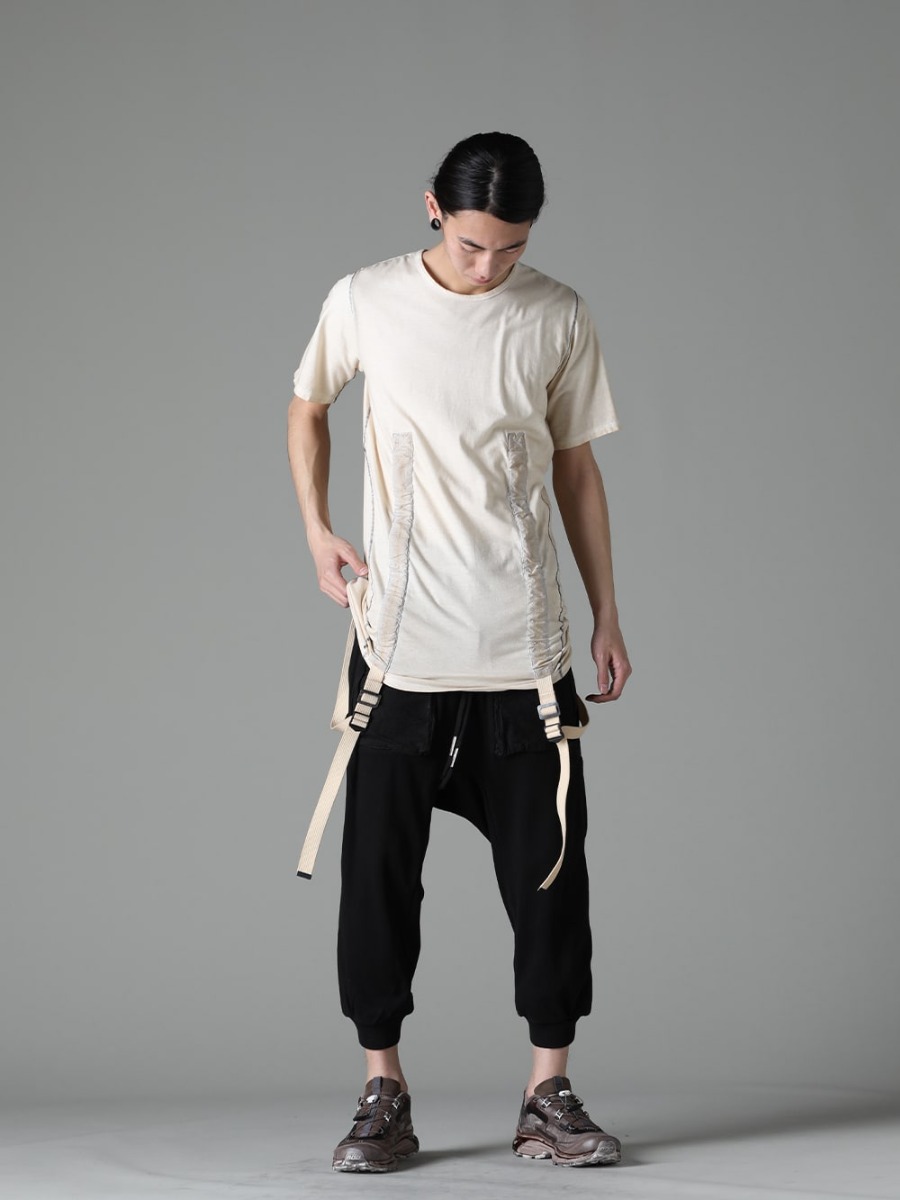 D.HYGEN Boris Bidjan Saberi 11 by Boris Bidjan Saberi  23SS Enjoy a variety of styles and variations - ST101-0823S-Dusty-White 30/- Soft Cotton Jersey Cold Dye Belt Adjustable T-Shirt Dusty White P18.1 F0409C BAMBA5-11XS-Dirty Gray BAMBA5 11XS - Dirty Gray 3-004