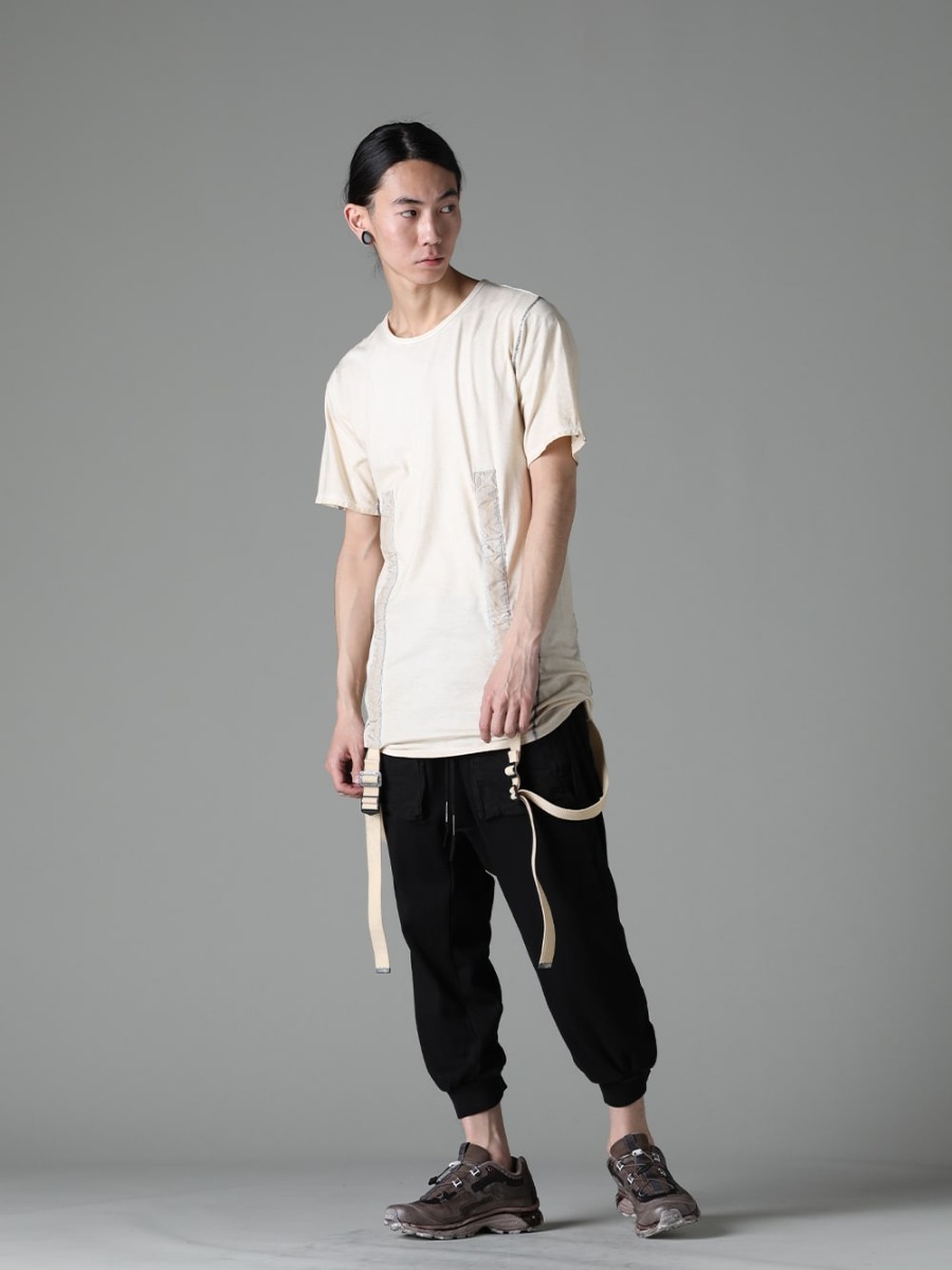 D.HYGEN Boris Bidjan Saberi 11 by Boris Bidjan Saberi  23SS Enjoy a variety of styles and variations - ST101-0823S-Dusty-White 30/- Soft Cotton Jersey Cold Dye Belt Adjustable T-Shirt Dusty White P18.1 F0409C BAMBA5-11XS-Dirty Gray BAMBA5 11XS - Dirty Gray 3-005