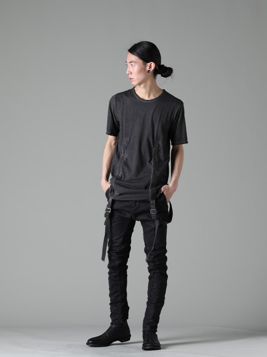 D.HYGEN Julius masnada 23SS Enjoy a variety of styles and variations - ST101-0823S-Charcoal 30/- Soft Cotton Jersey Cold Dye Belt Adjustable T-Shirt Charcoal M3022-Smeared-Black Rib Insert Dart Slim Pants Smeared Black 819FWM1 Cow Leather Zip Seamed Boots 3-007
